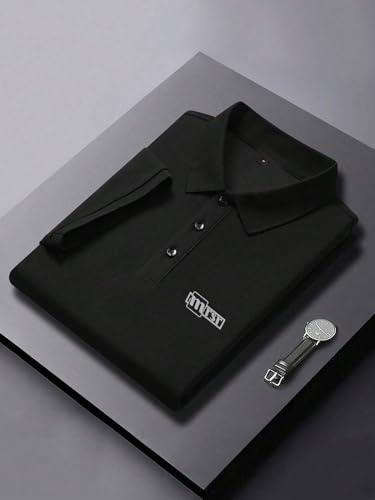 mrsr SPORTS MRSR Men's Nylon Rich Polo T Shirt Black - Image 6