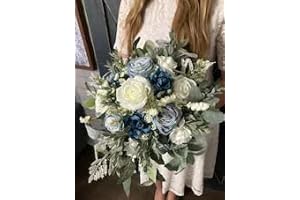 Slate Blue, Powder Blue, Dusty Blue, White and Sage Green Wedding Flowers
