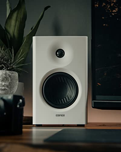 Image of Edifier Mr4 Powered Studio Monitor Speakers, 4 inch Active Near Field Monitor Speaker (White, Pair) - Auxiliary