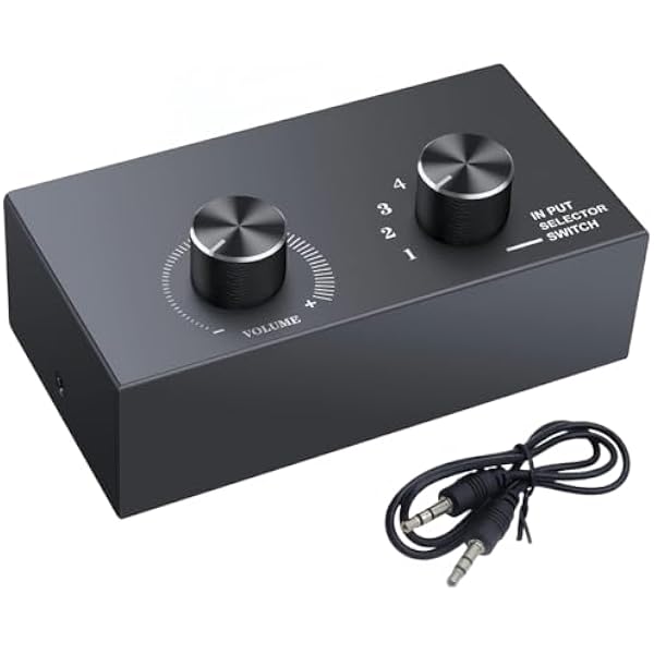 Qury Dwukierunkowy przełącznik audio Przełącznik stereo nadaje się do wzmacniacza, głośnika stereo DVD, odtwarzacza CD