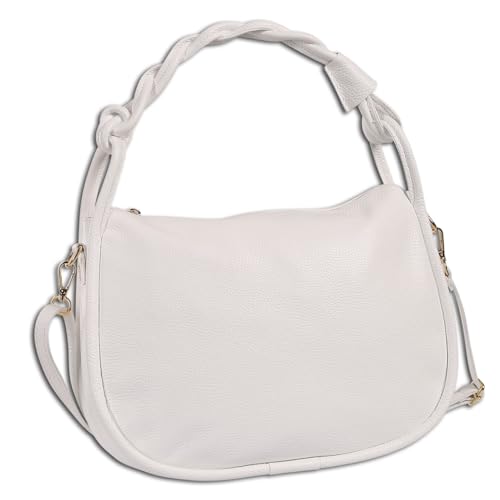 Sac à main en cuir pour femme blanc grand format avec poches zippées