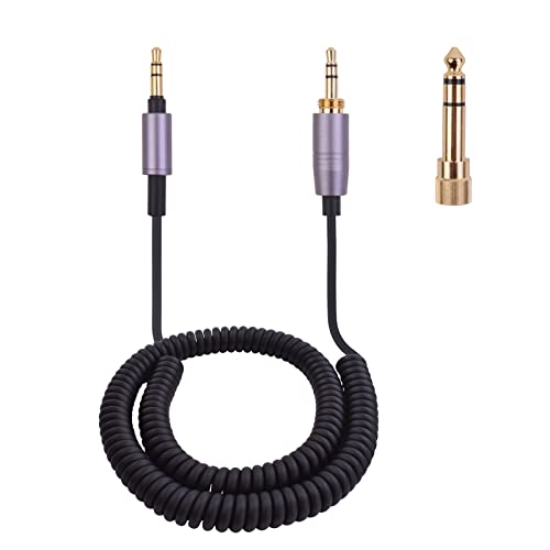 WH-1000xm4 Replacement Headphones Cable, Coiled Aux Cord Compatible with Sony WH-1000xm5, WH-1000xm4, WH-1000xm3, WH-1000xm2, WH-ch510, WH-ch700n, WH-ch710n and more, with 6.35mm Adapter (Max 14Ft)