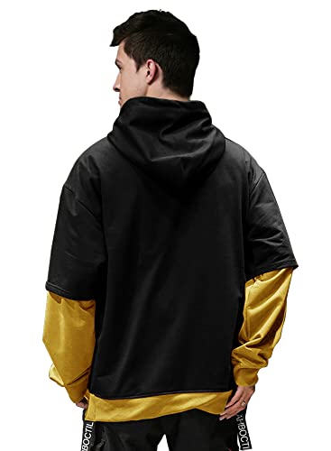 Image of EYEBOGLER Men's Cotton Blend Colorblocked Hooded Neck Full Sleeves Regular Fit Sweatshirt