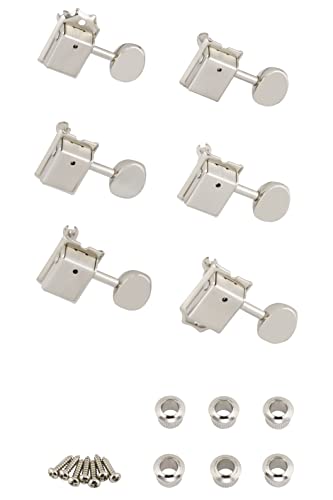 Fender Tuning Machine for Vintage-Style Stratocaster and Telecaster Guitars, 6 Pack, Chrome, Nickel