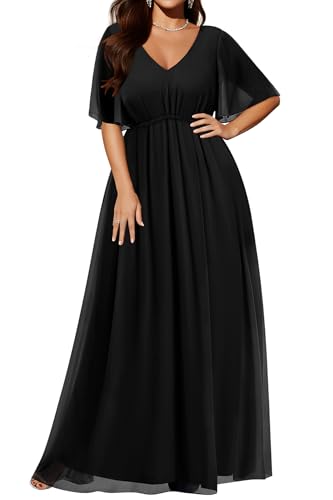 Pinup Fashion Women Bridesmaid Dresses for Wedding Guest Plus Size - Formal Chiffon Long Maxi Dress