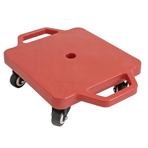 Machify Tabla de patinete, color rojo, con ruedas de 360°, diseño sentado en el suelo para equilibrio de los niños, coordinación, educación temprana en casa, cuerda de remolque incluida