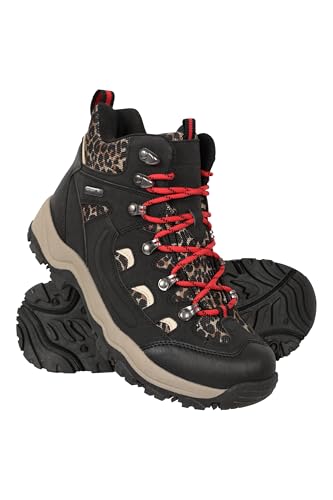 Mountain Warehouse Adventurer Womens Boots - Waterproof Rain Boots Synthetic & Textile Walking Shoes - Spring Summer Hiking & Trekking Black (Printed) Adult Shoe Size 6