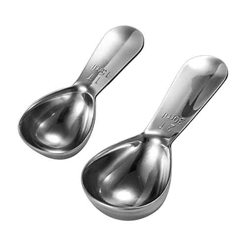 2 cucharas medidoras de café, 1 cucharada, 2 cucharas medidoras de acero inoxidable de mango corto para té, azúcar, especias, bicarbonato de sodio, condimentos ligeros y reutilizables, antiadherentes