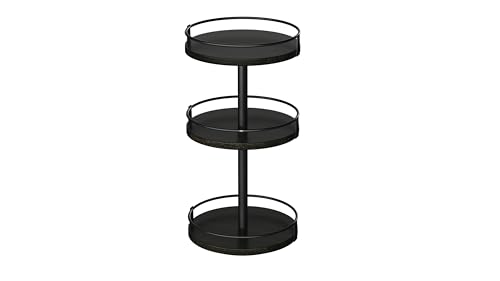 Image of HOOBRO Lazy Susan Organizer, Rotating Spice Rack, 3-Tier Organizer, Turntable Spice Rack, Vertical Storage Organizer, for Kitchen Countertop, Vanity, Dining Table, Black BB09TL01