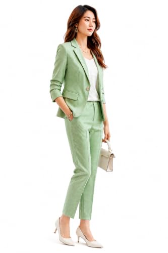 Image of Women's Suit Blazer 3 Piece Office Business Casual Single Breasted Blazer Jacket Pant and Canny Set