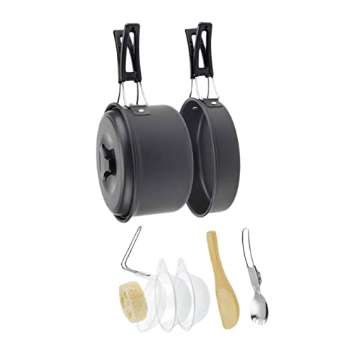 FOYTOKI Portable Camping Pots Cookware Set Outdoor Camping Utensils BBQ Accessories for 1-2 People