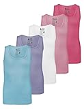 ALPIDEX Mädchen Unterhemd 5er Set 100% Baumwolle Basic Tank Top Trägertop Bequeme Achselhemden Ärmellose Kinder Unterhemden, Größe:134-140, Farbe:Cupcake