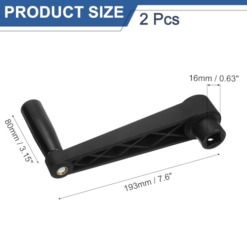 Image of uxcell 2Pcs 16x192mm (Dia x L) Revolving Handwheel Machine Handle, Universal Lathe Crank Grip Replacement for Industry Lathe Milling Grinding Machine, Black (Square Hole)