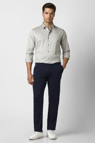 Image of Peter England Men's Slim Fit Mid Rise Formal Stretchable Knit Super Trouser | Comfort Lycra | 360-Degree Stretch