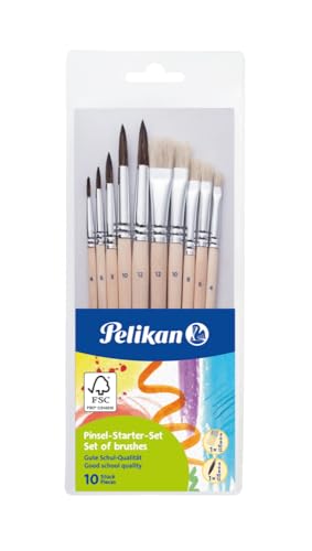 Pelikan 10 pack Paint Brush Set, Painting and Crafts, Assorted size, Wood