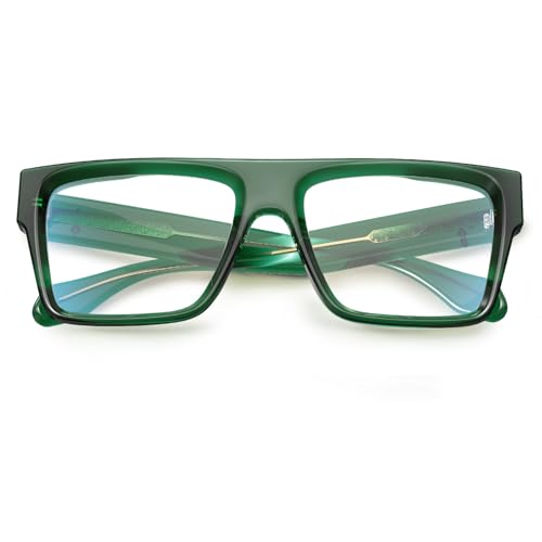VISOONE Chunky Square Trendy Blue Light Blocking Glasses TR90 with Preppy Look for Women Men ALBA