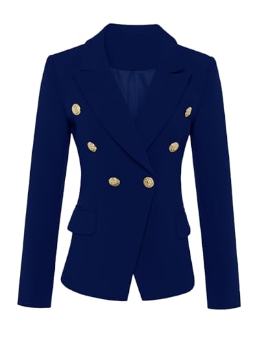 Mina Self Womens Blazer 2025 Fall Fitted Petite Double Breasted Button Front Suit Jackets with Pockets3