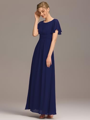 Ever-Pretty Women's Elegant Round Neck Short Sleeves Chiffon Empire Waist Floor Length Formal Bridesmaid Dress 01840-PH3