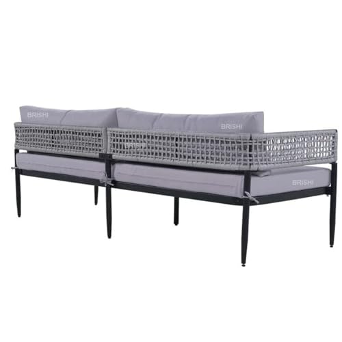 Image of BRISHI Outdoor Sofa Set | Balcony Sofa | Patio Furniture Sets | Conversation Sets | Braid & Rope Garden (4 Seater- Light Grey.)