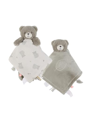 NOUKIE’S - Doudou réversible Jour et Nuit - Ours Vert Orso - Matière Veloudoux® et Gaze de Coton Bio - Double Peluche éveil/Sommeil - Idéal pour apaiser...