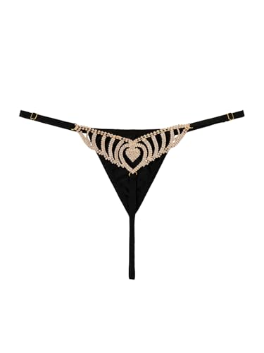 Image of RoseSeek Women's Sparkling Butterfly Chain Underwear Low Rise Cheeky G String Panty
