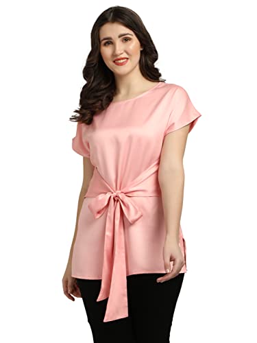 Smarty Pants Women's Silk Satin Waist Clinch tie up top.