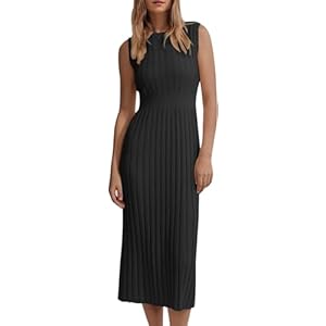 Saodimallsu Damen Sommerkleid Ärmellos Midikleid Strand Tank Kleid Sexy Partykleid Figurbetontes Kleid Einfarbig Strickkleid Casual Freizeitkleid