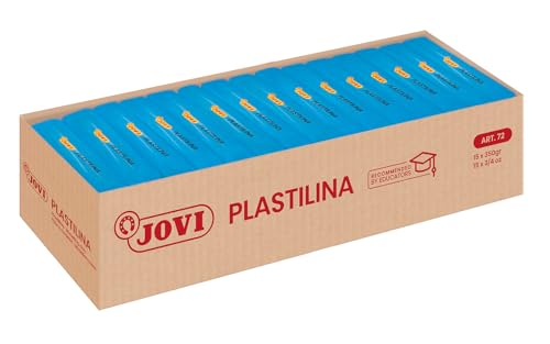 Jovi Caja de plastilina, 15 Pastillas 350 gr, Color Azul Claro (7212), gramos