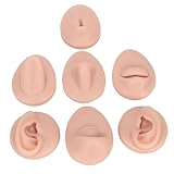 KooingTech Piercing Body Parts, 7PCS Silicone Body Parts for Piercing, Silicone Fake Piercing Kit of Silicone Ear, Nose, Mouth, Tongue, Belly, Eyes with 2PCS Display Stand (B)