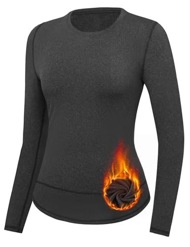 Gyabnw Funktionsshirt Damen Langarm Thermo Unterhemd Damen Sport Oberteil Langarmshirts für Damen Pullover Winter Sportshirt für Skifahren Laufen