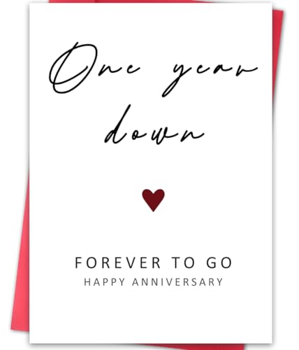 LiuuLi Happy 1st Anniversary Card, Funny 1 Year Anniversary Card, 1st Wedding Gifts for Wife Husband, One Year Cards for Girlfriend Boyfriend