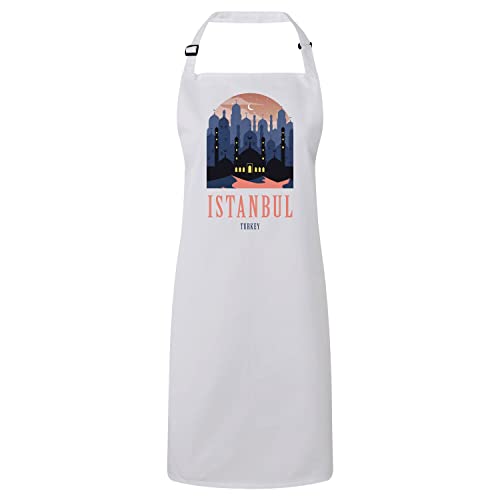 Tablier de cuisine Istanbul Turquie illustration monument voyage blanc coton