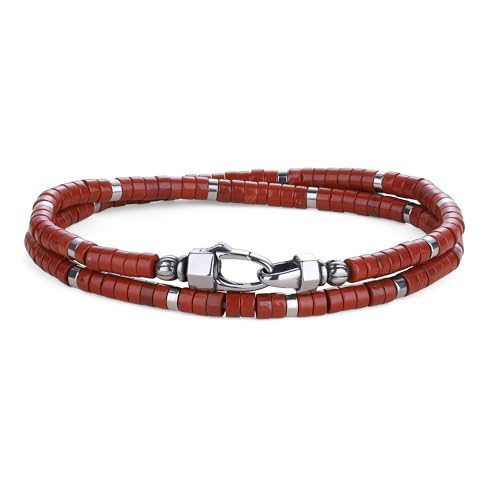 COAI Red Jasper Bracelet for Men, Double...