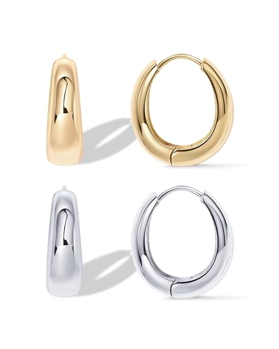 PAVOI-14K-Gold-Plated-Sterling-Silver-Post-Small-Chunky-Hoops-Earrings-Thick-Lightweight-Gold-Hoop-Earrings-for-Women