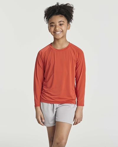 Image of Real Essentials 4 Pack: Girls' Rash Guard Swim Shirts - Long Sleeve UPF Sun Protection Tops (Ages 4-16)