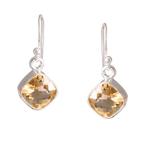 Boucle d'oreille argent 925 sterling sertie de coussin semi-précieux