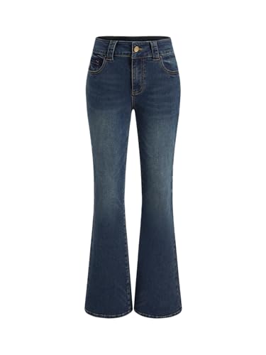 CIDER Jeans for Women Trendy Denim Low Waist Flared Jeans Solid Pocket High Stretch Flared Leg Trousers