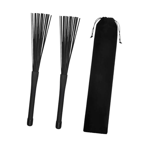 DYNWAVE Extendable Brushes for Drumming with Storage Pouch for Snare Practice, Black