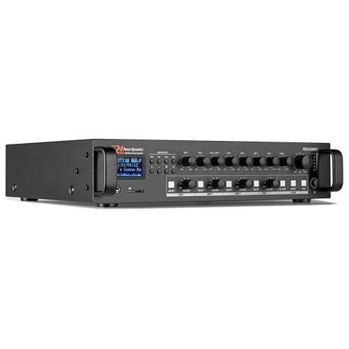 Power Dynamics PDV240MP3-4 Zonen Receiver 240 Watt, PA Verstärker mit Bluetooth, MP3, USB, SD & UKW Radio, 3x Mikrofon Anschluss, Karaoke, 3x Audio Eingang, 100 Volt System - Schwarz