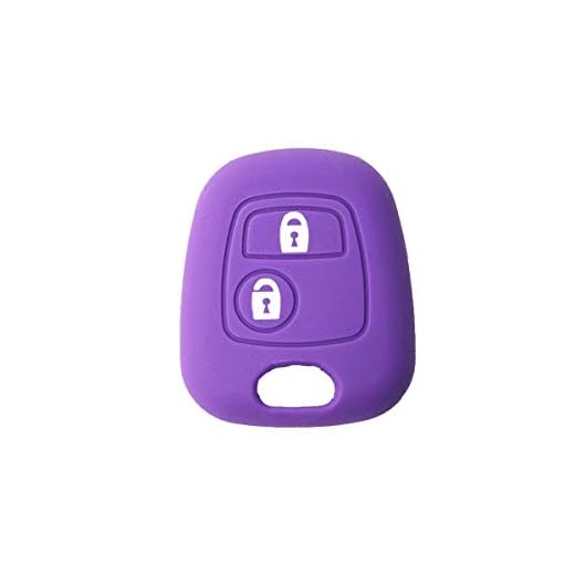 [Portachiave] Guscio Cover Chiave in Silicone Telecomando Auto Citroen C1 C2 C3 C5 e Peugeot 103 106 107 206 207 307 308 406 407 508 806 1007 (vedere compatibilità nelle foto) 2 Tasti (VIOLA)