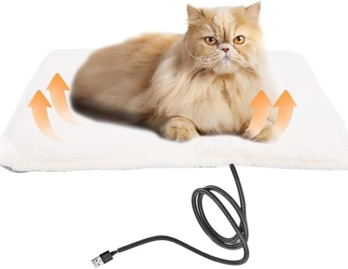 Modfied ペット用ホットカーペット ホットマット ペット用 ヒーターマット 犬 猫 防寒 猫用ホットヒーター 寒さ対策 小動物対応 暖かい 恒温30?40℃ 過熱保護 60*40cm USB電源 噛み付き防止デザイン