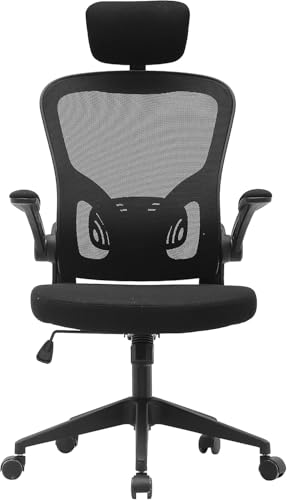 Sedia da Ufficio Ergonomica con Schienale Alto – Supporto Lombare Imbottito, Poggiatesta Regolabile e Braccioli Ribaltabili, Sedia da Computer per Lavoro, Studio e Gaming