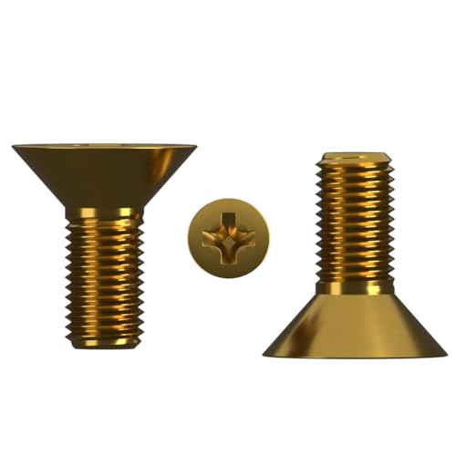 M5 (5mm x 12mm) Brass Phillips Countersunk Machine Screws Metric Flat Head Steel Fully Threaded DIN 965 (Pack of 20) E3D - Image 3