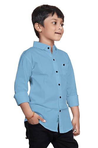 Image of Sky Pearl Boys Spread Collar Casual Full Sleeve Shirt