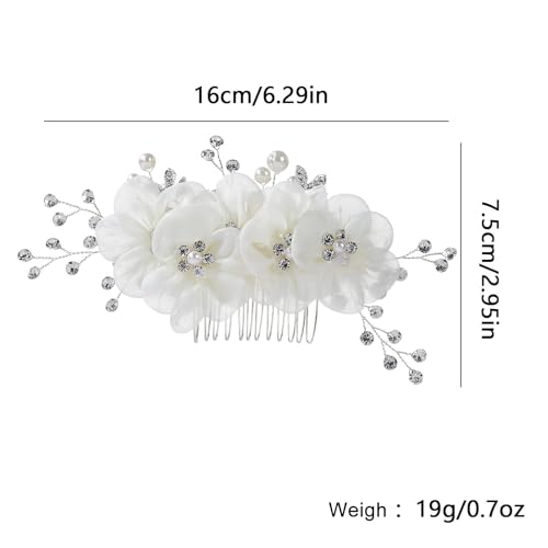 Peine para cabello nupcial con cristales y perlas miniatura 3