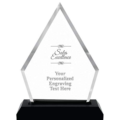 Crown Awards Sales Excellence Acrylics - 9" Pyramid Skyline Acrylic Award Sales Excellence Presentation Trophy, Engraving Included