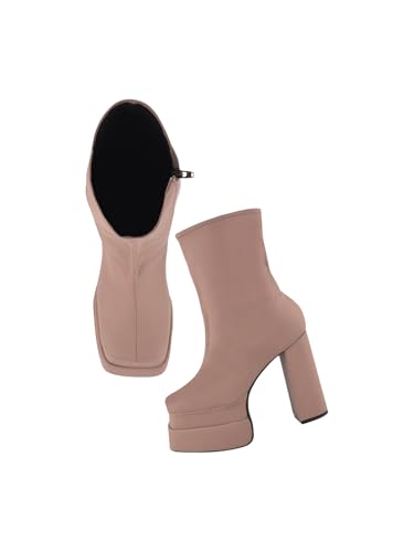 Image of SilverArrow Classy Trendy Comfortable ankel Length Block Heel Zipper Boots for Womens & Girls