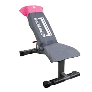 BenchBarrier – Multifunctionele zweetdichte/geurvrije microfiber fitnessapparatuur hoes voor gewichtsbank, workout bankpers, gym oefenapparatuur hoes met mini opbergzakken (roze)