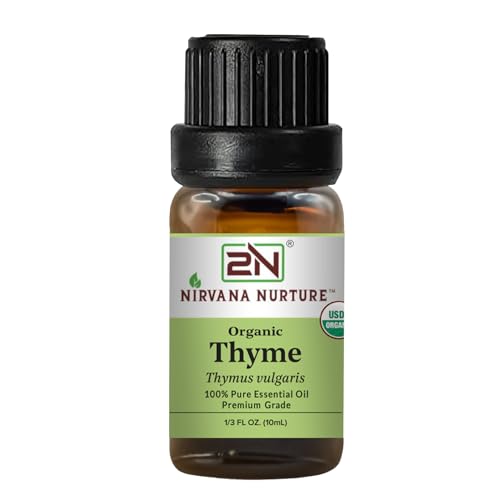 Nirvana Nurture Thyme Essential Oil USDA Certified Organic 100% Pure Undiluted Aromatherapy Oil for Diffuser Hair & Skin Care