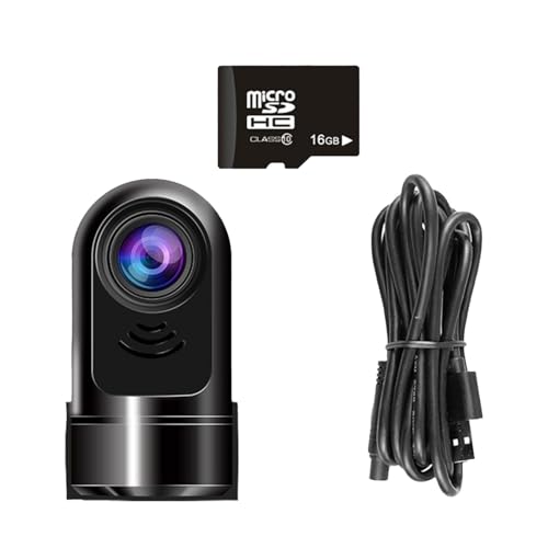 Generisch Grabadora de vídeo de 360 grados, 1080p, mini dashcam giratoria de 360°, delantera trasera, cámara de coche giratoria de 360°, modo de aparcamiento de 24 horas, mini dashcam nocturna (B, Una